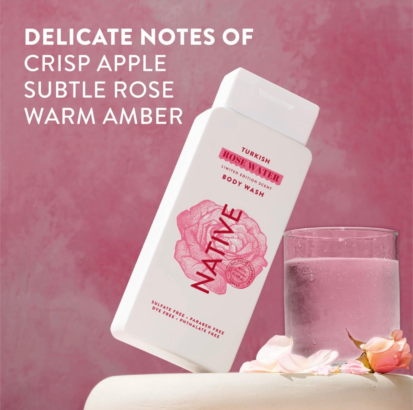 NATIVE ROSE WATER BODYWASH 532ml